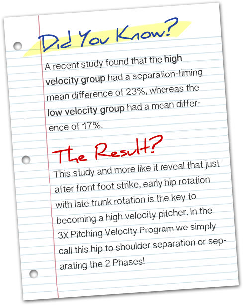 A recent study found that the high velocity group had a separation-timing mean difference of 23%, whereas the low velocity group had a mean difference of 17%.