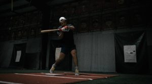 Top velocity athlete preparing to hit