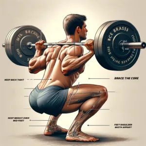 bracing the core on the descent of a barbell back squat